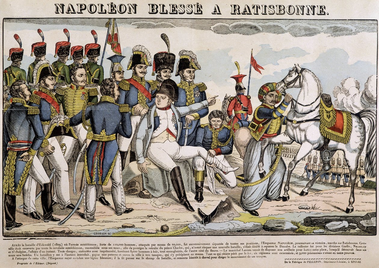 Napoleon wounded in Regensburg - image of Epinal by French School