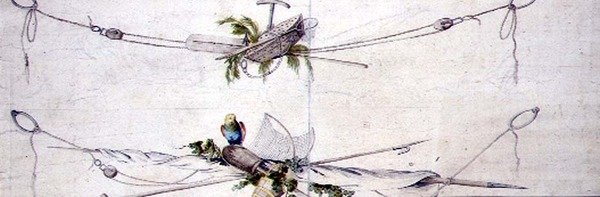 Nautical Cartouche Design with a Parrot by French School