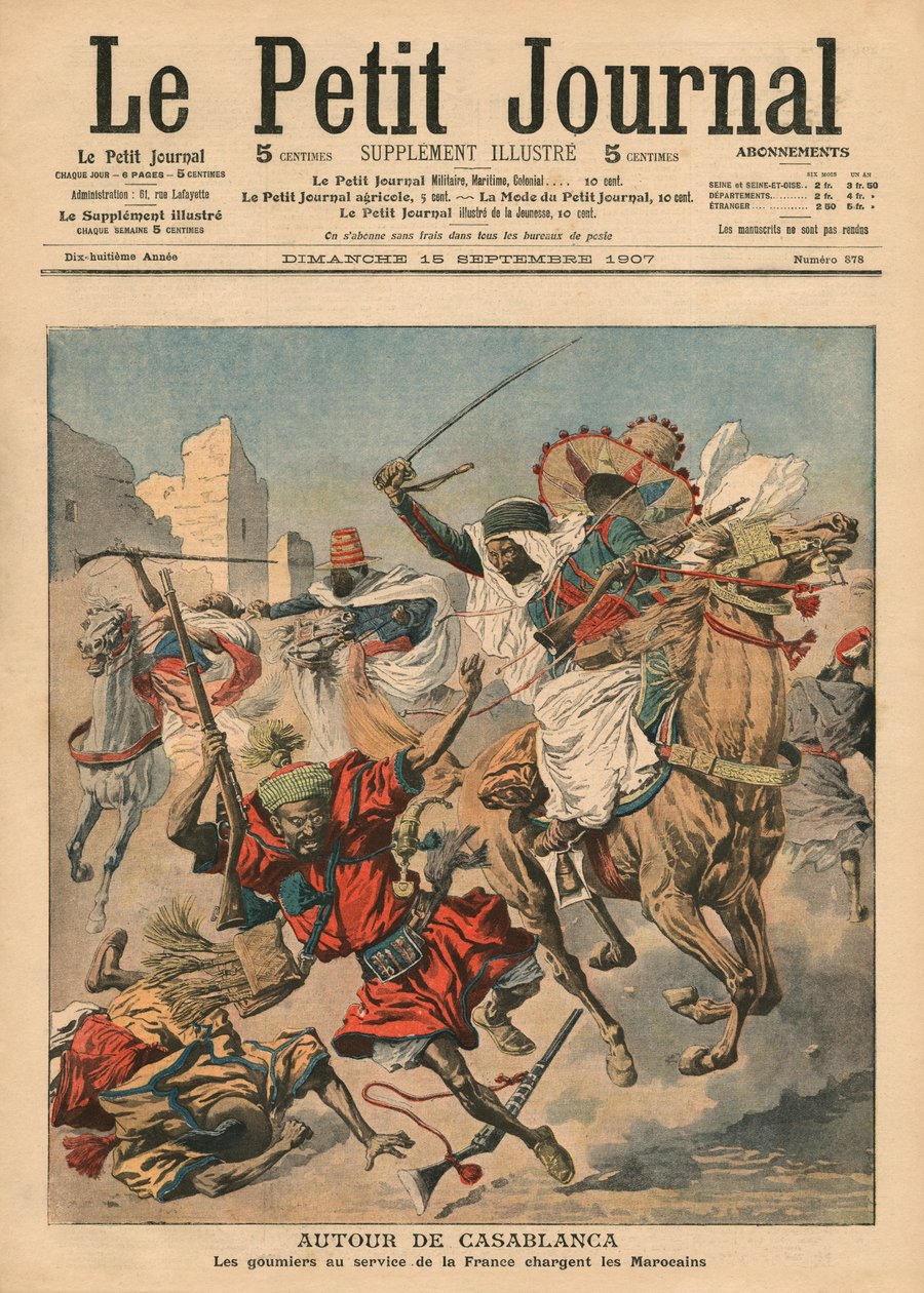Near Casablanca, the Goumiers Charging at the Moroccans, Illustration from 