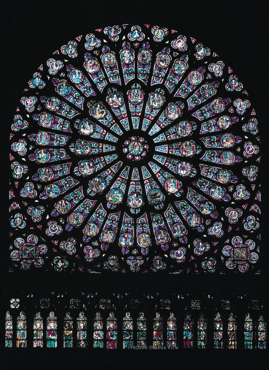 North transept rose window depicting the Virgin and Child in the centre surrounded by Old Testament characters, c.1250 by French School