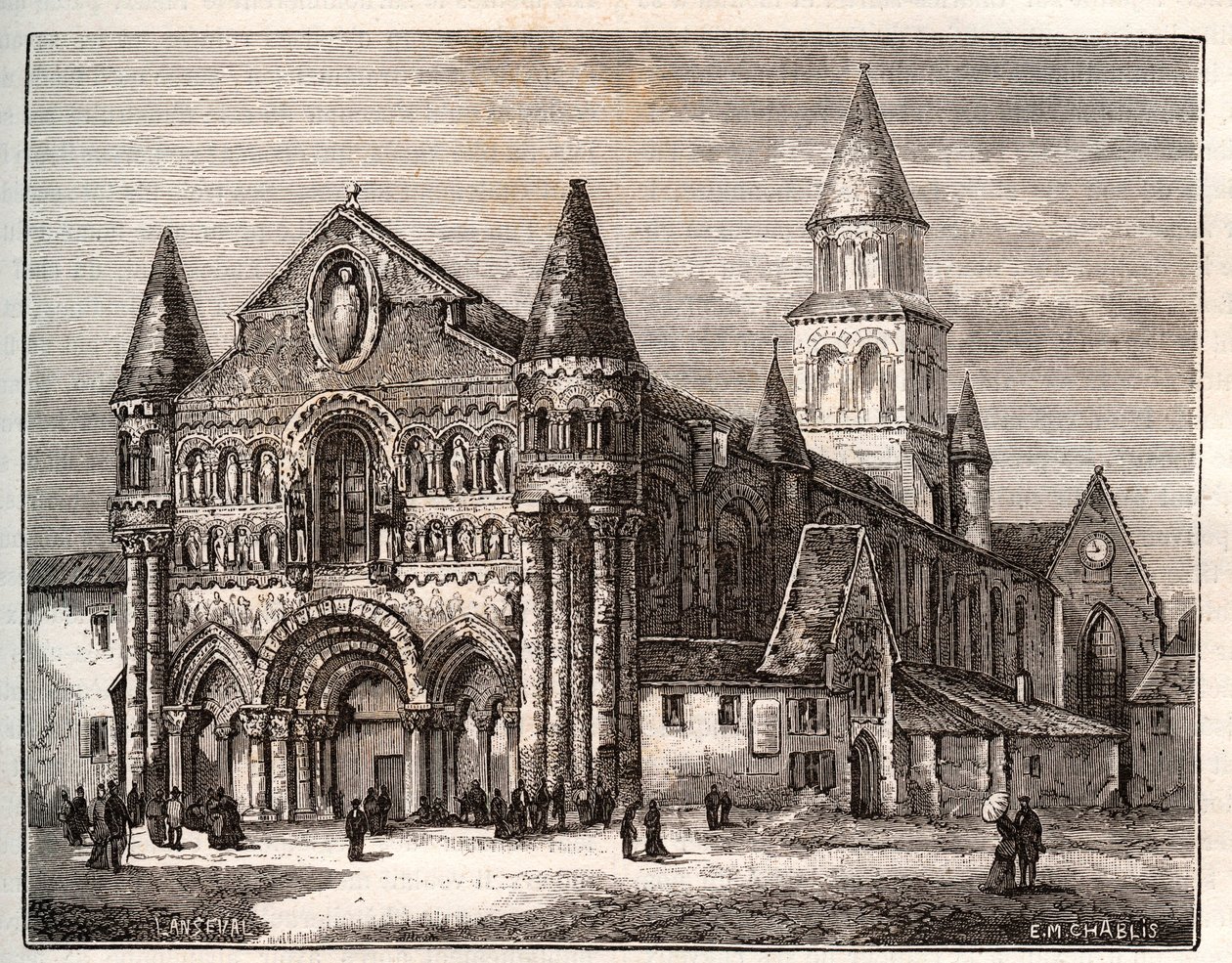 Notre Dame by Poitiers - engraving in 
