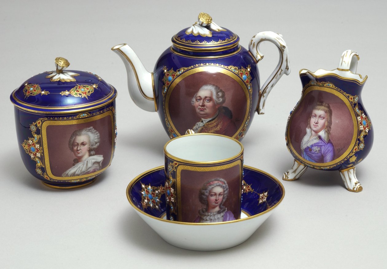 Part of a Tea Service Featuring Portraits of Louis XVI and Marie Antoinette, Sevres, France, c.1789 by French School