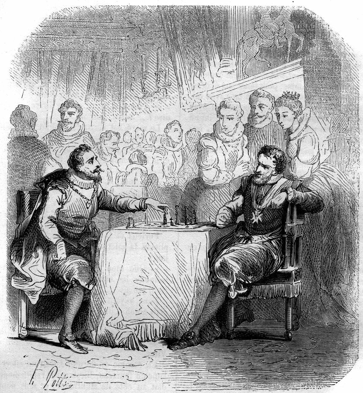 Part of chess between Henry IV of France (1553-1610) and the Duke of Vendome. by French School