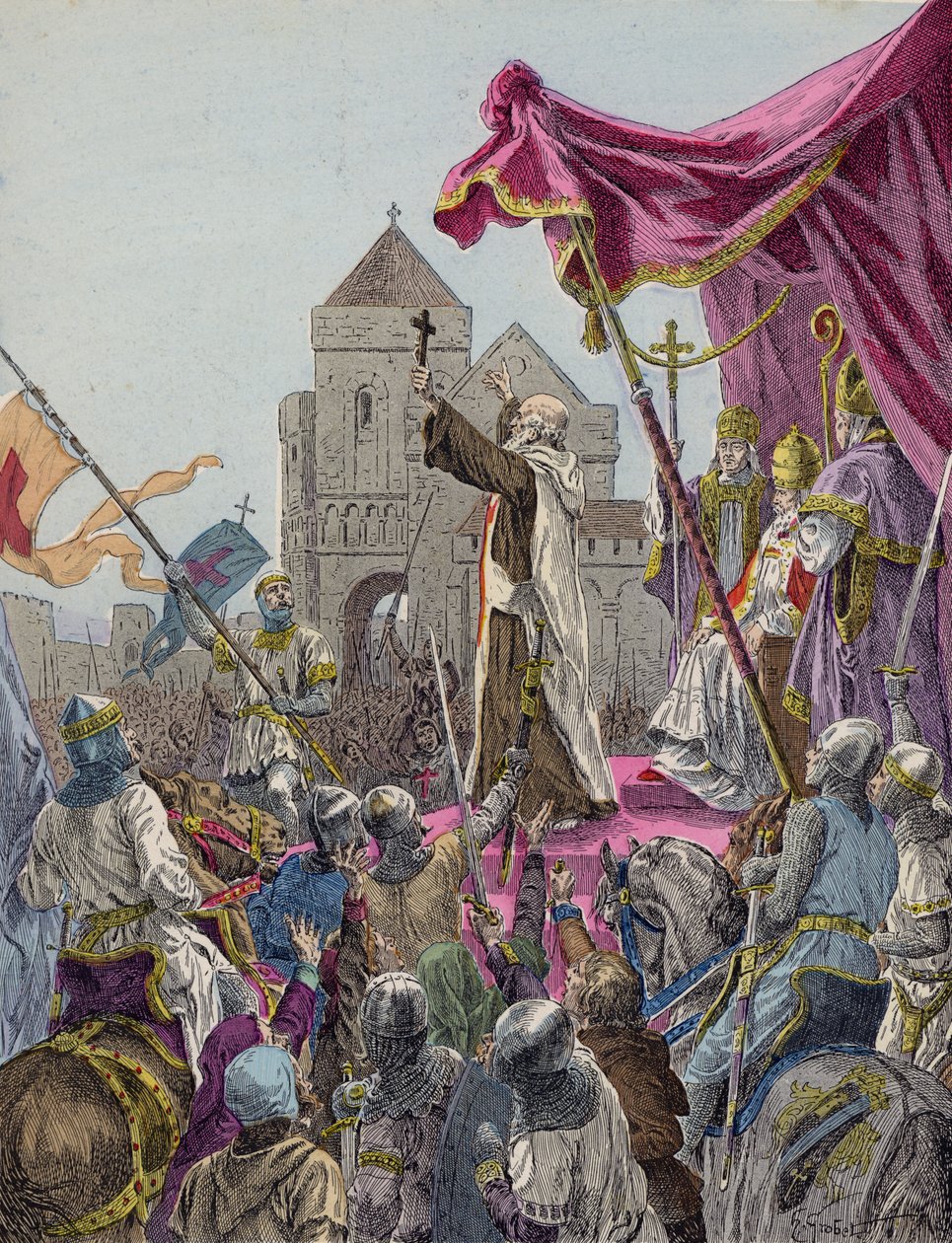 Peter the Hermit Preaching the First Crusade by French School
