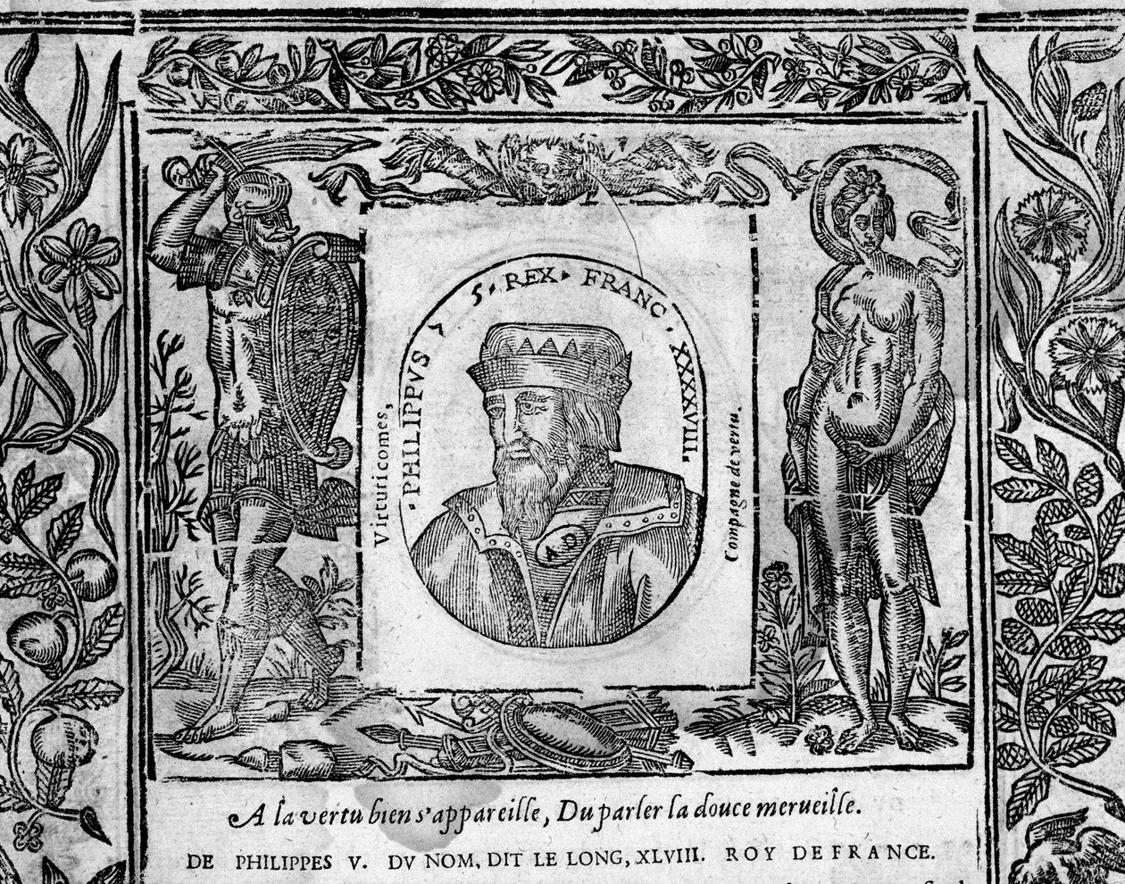 Philip V, the Long, portrait engraved in medallion by French School