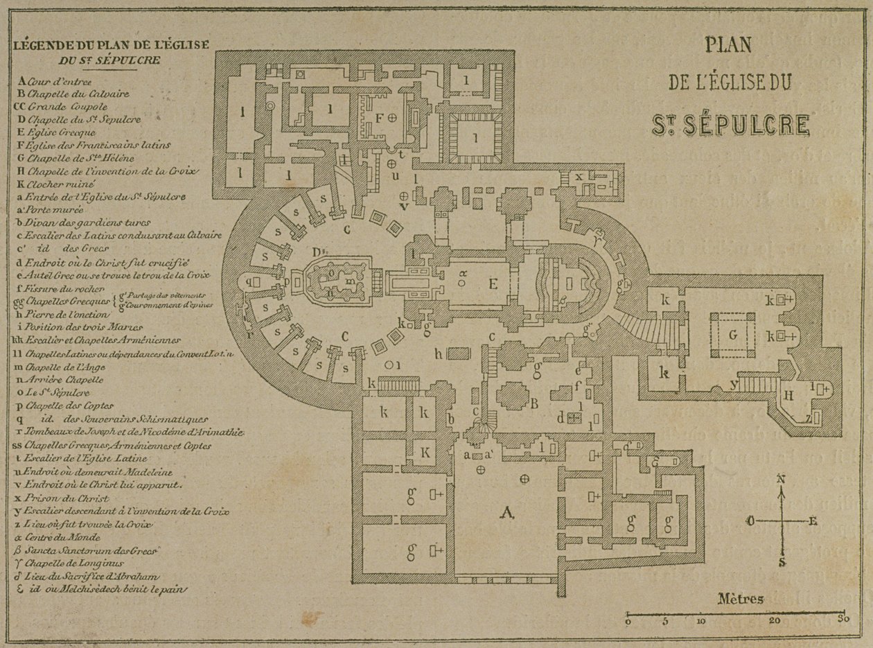 Plan of the Church of the Holy Sepulchre, Jerusalem by French School