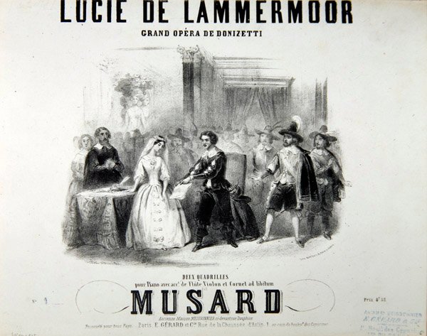 Playbill for the opera Lucie de Lammermoor, by Gaetano Donizetti Printed by Bertauts by French School