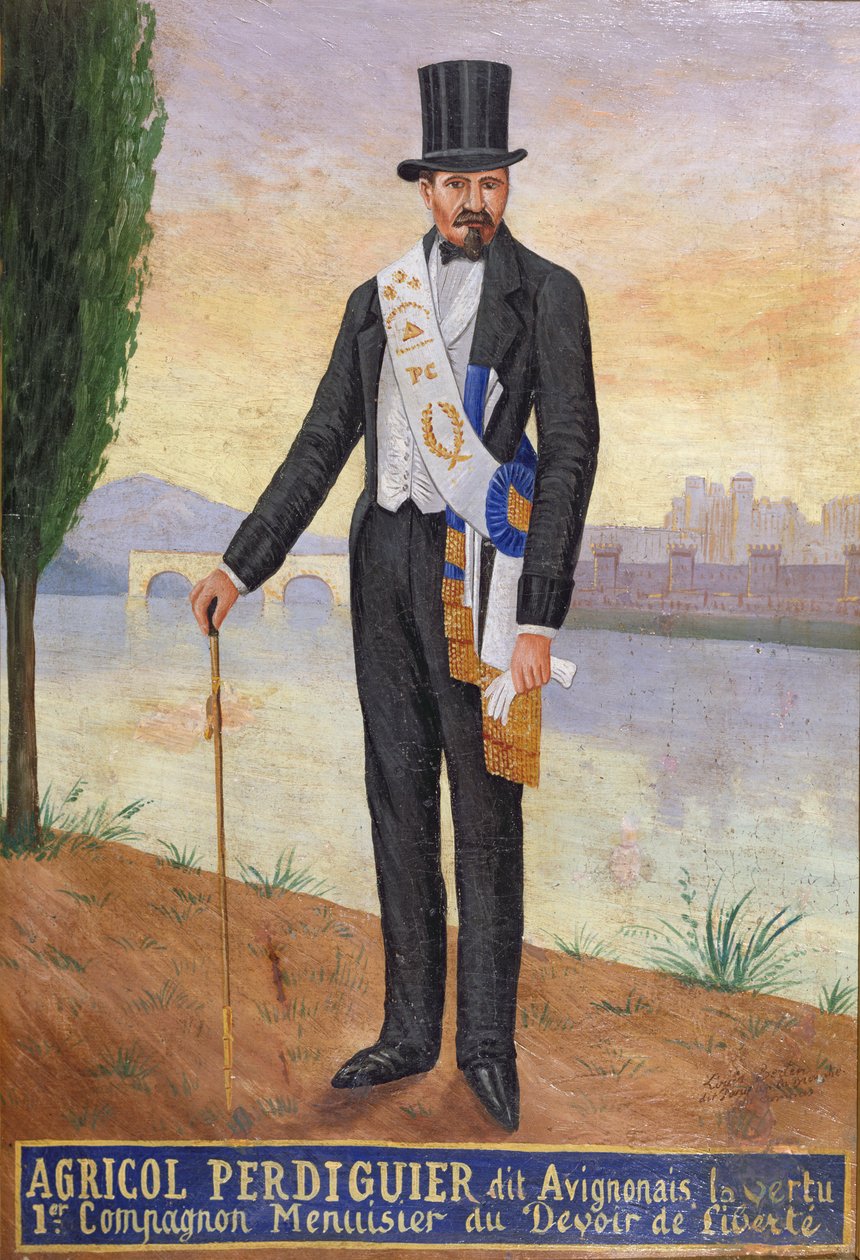 Portrait of Agricol Perdiguier Known as Avignonais Standing on the Banks of the River Rhone at Avignon, c.1860-65 by French School
