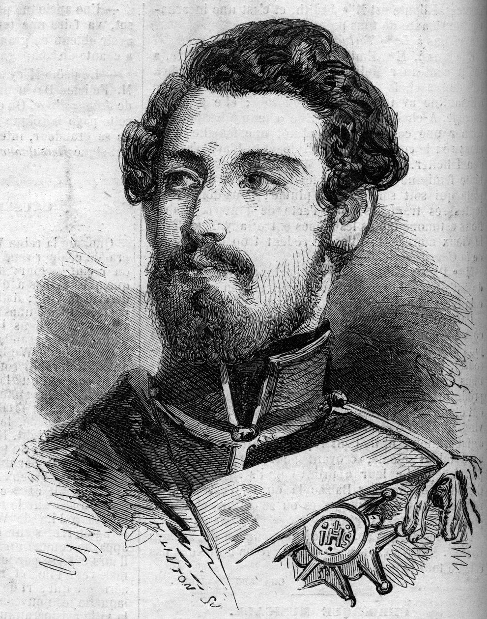 Portrait of Charles XV (1826-1872), King of Sweden and Norway. Engraving in Le Monde Illustrous n°119 of 23 July 1859. by French School