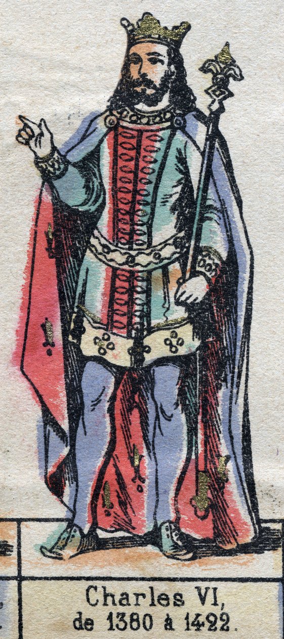 Portrait of Charles VI of France, known as Charles the Beloved (1368-1422) (dynasty of the Capetians). Illustration late 19th century by French School