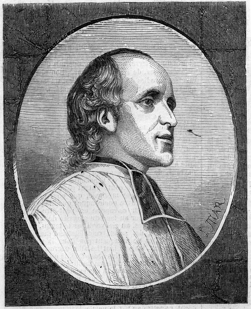 Portrait of Father Delacroix de Ravignan (1795-1858), French Jesuit. Engraving in Le Monde Illustré No. 47 of 6 March 1858. by French School