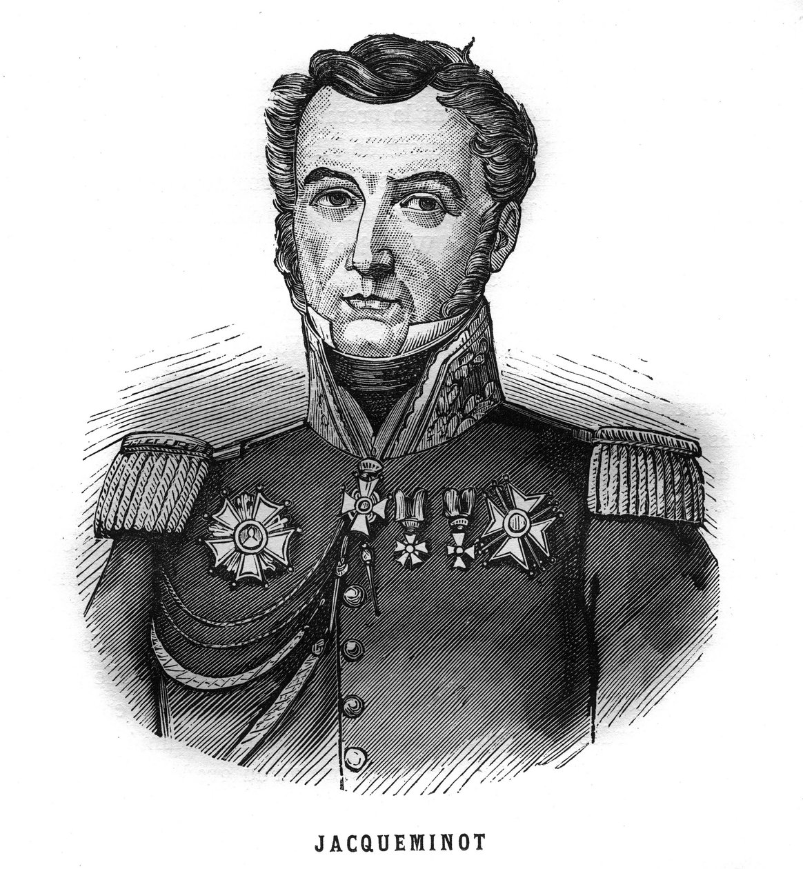 Portrait of Jean Francois Jacqueminot, Viscount of Ham (1787-1865), French general and politician. Engraving in 