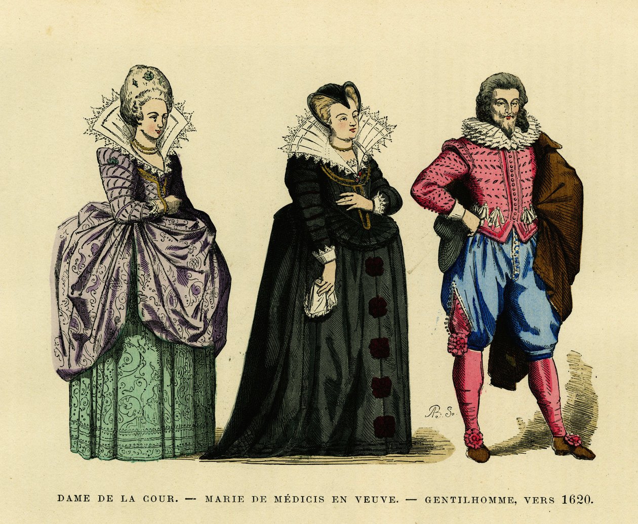 Portrait of Marie de Medicis 1573 1642 queen of France in a widow s habit surrounded by a lady of the court and a gentleman circa 1620