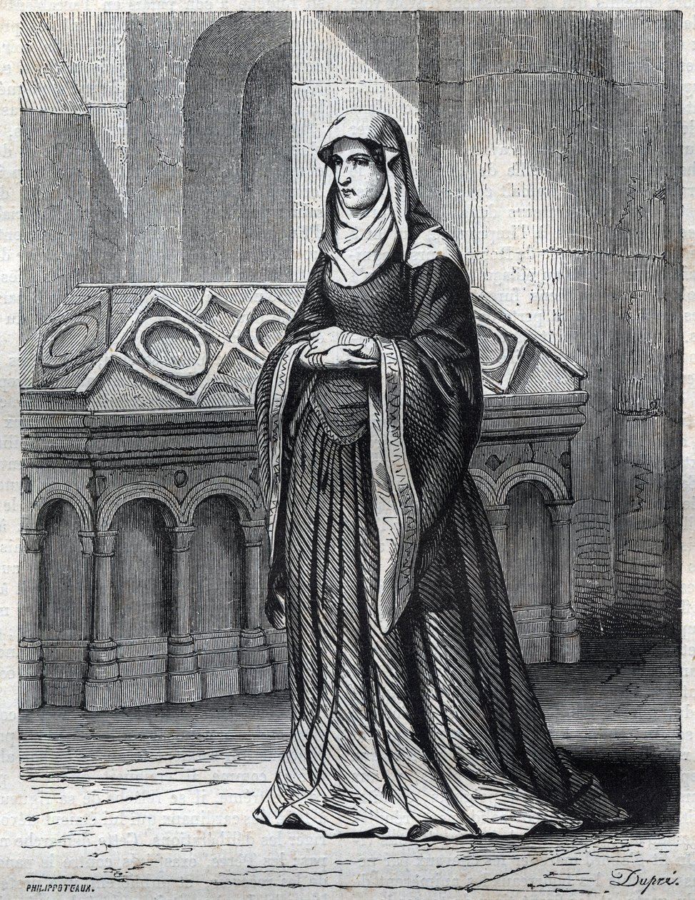 Portrait of the Benedictine nun who would have been the mistress and sister of Pope Gregoire XII and the mother of Eugene IV. Engraving in 