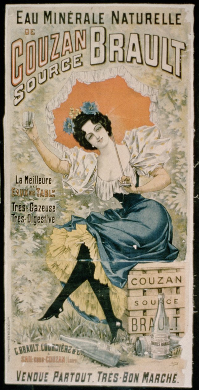 Poster advertising Brault Natural Mineral Water from Couzan by French School