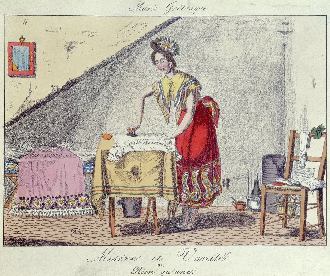 Poverty and Vanity, from the Musee Grotesque series, c.1820-30 by French School