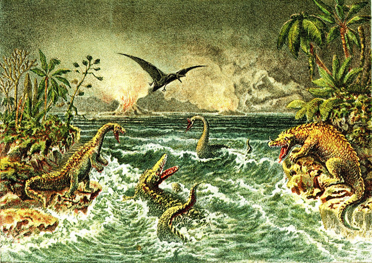 Primitive World (with dinosaurs) - Secondary Period of Prehistory by French School