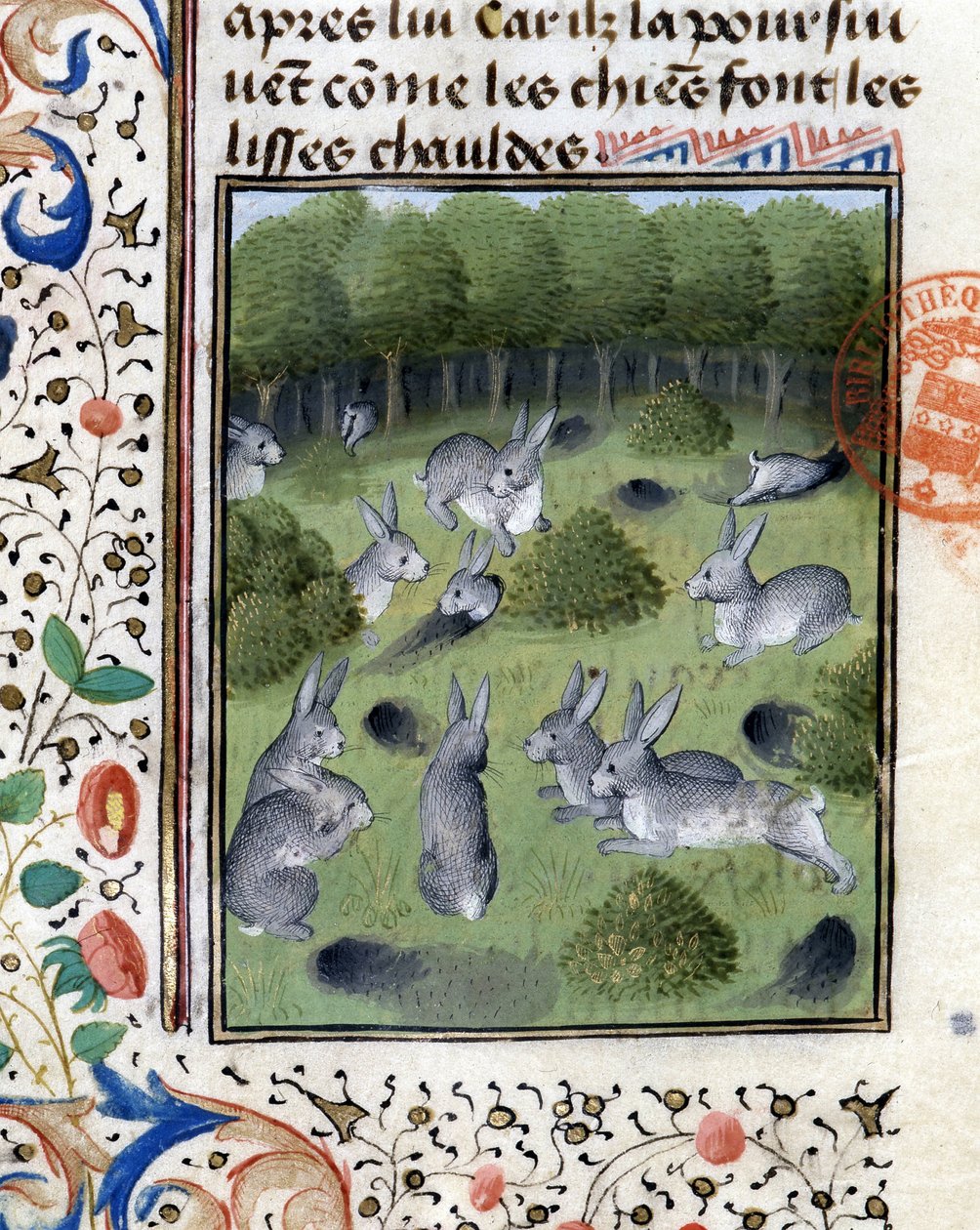 Rabbits - in Hunting Book of Gaston Phoebus, Count of Foix, Lord of Béarn by French School