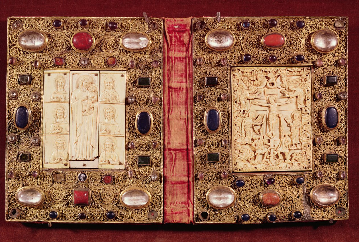 Reliquary plaque depicting the Virgin and Child with Saints and the Crucifixion by French School