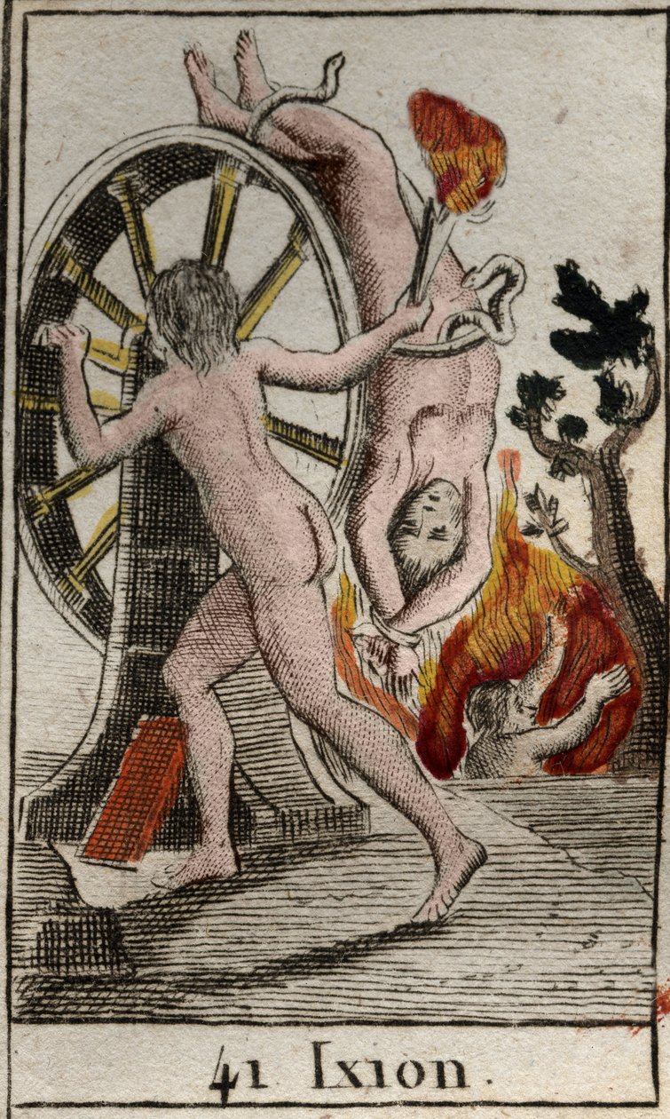 Representation of Ixion, punished by the gods, condemned to be chained ...