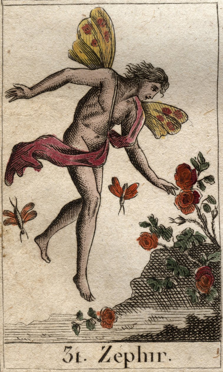 Representation of Zephyr, personification of the west wind. From 