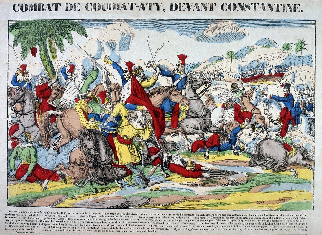 Representation of the battle of Coudiat Aty, before Constantine, which led to the capture of Constantine on 13 Oct. 1837. Picture of Epinal by French School
