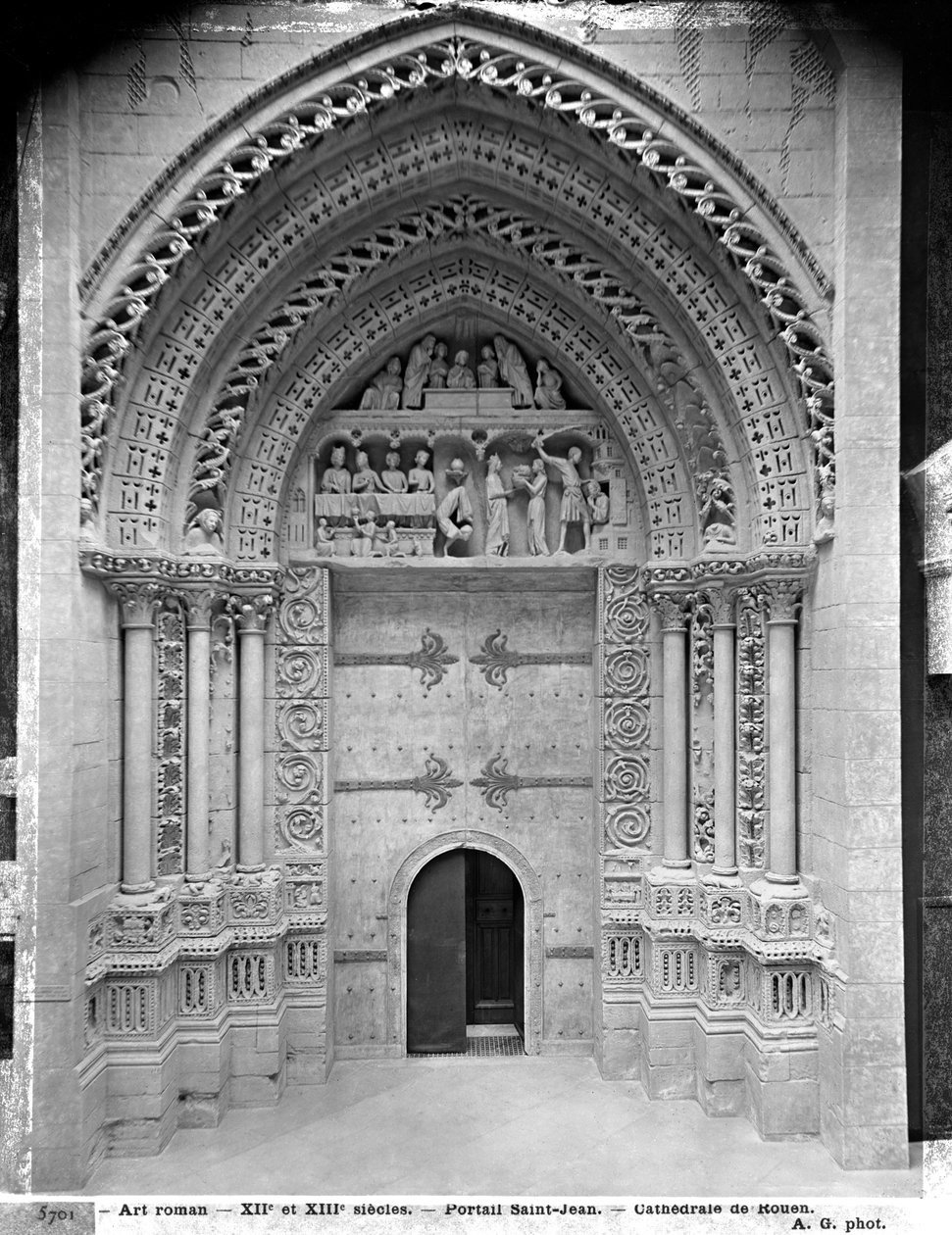 Reproduction of the Facade Portal of St. John the Baptist at Rouen Cathedral (plaster cast from stone) by French School