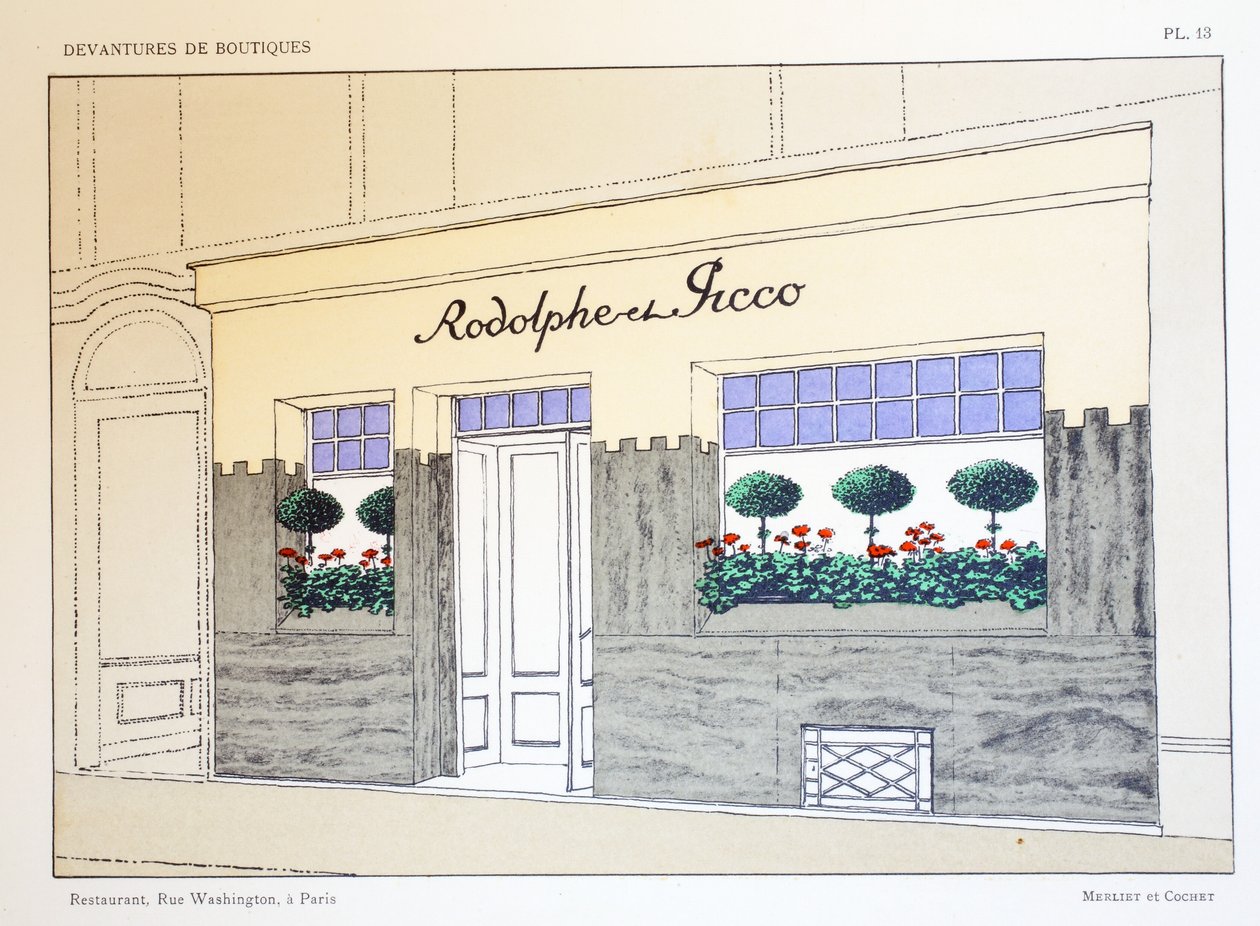 Restaurant, Plate 13, illustration from Devantures de Boutiques by Louis-Pierre Sezille, Paris by French School