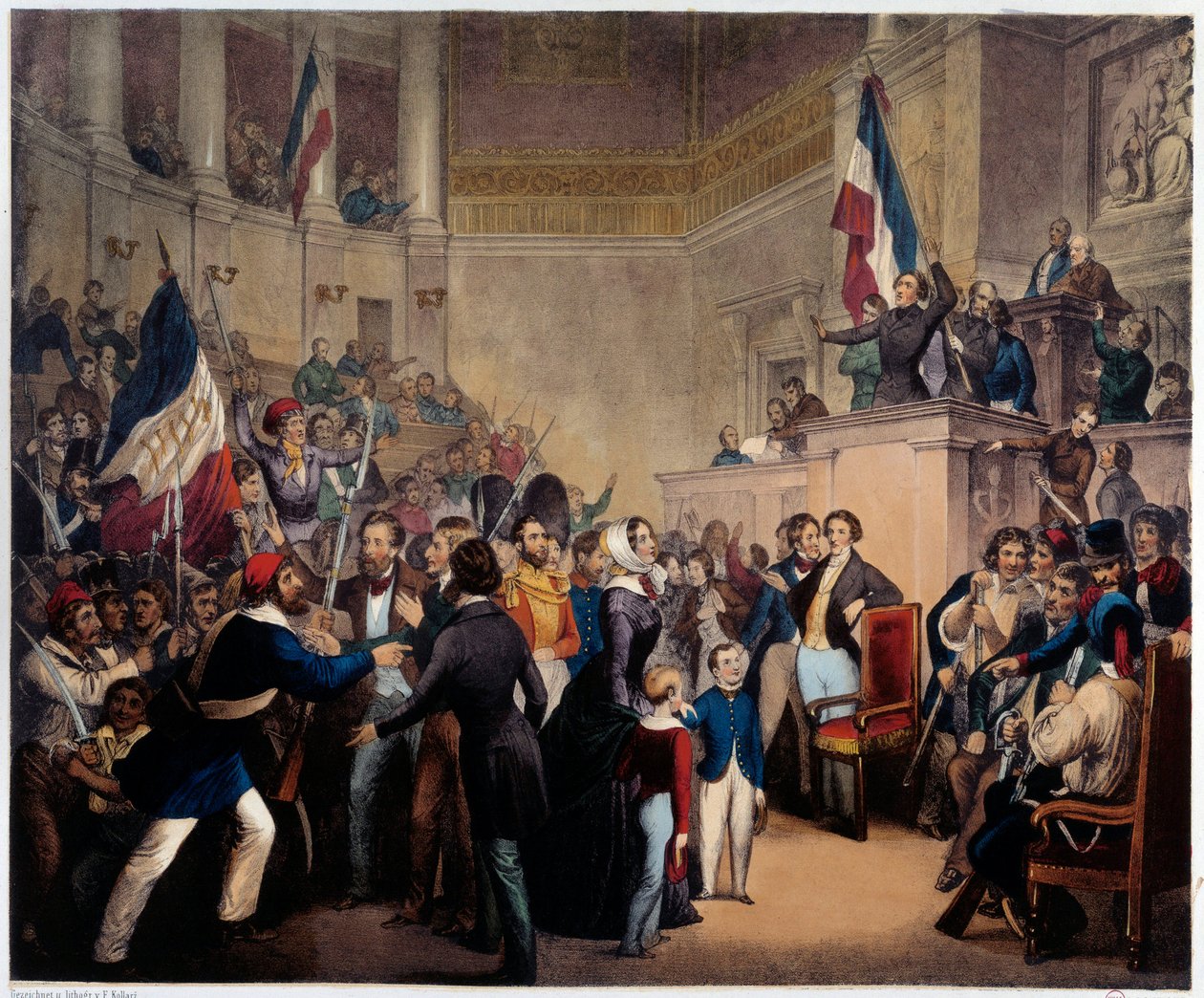 Revolution of 1848: The Duchess of Orleans appearing in the House of Deputies (National Assembly) with her children to obtain Regency (February 24) by French School