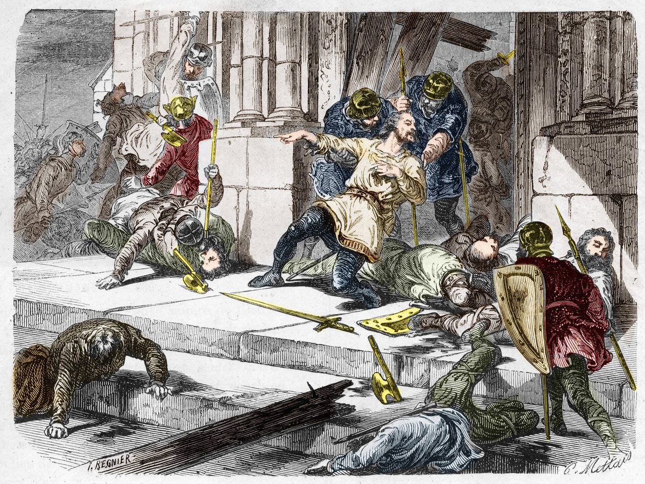 Robert the Strong Died (circa 815-866), Duke of France, During the Battle of Brissarthe, in 866, Opposing the Franks to an Army Combining Breton and Viking. Engraving in 