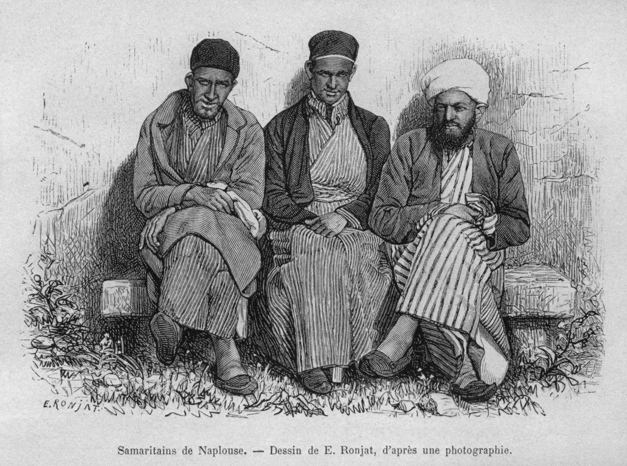 Samaritans of Nablus, from La Syrie daujourdhui. Voyages dans la Phenicie, le Liban et la Judee. 1875-1880 by Louis Charles Emile Lortet, 1884 by French School