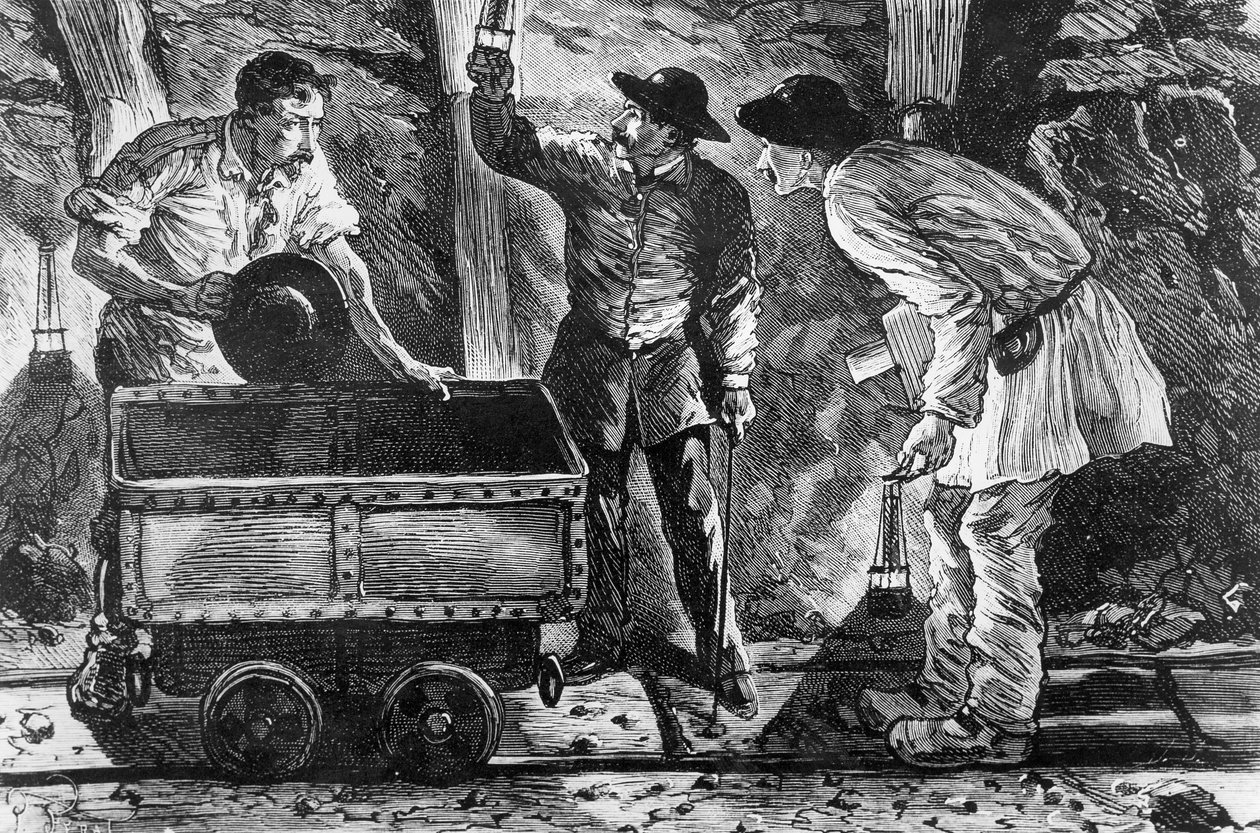 Scene in a Coal Mine, illustration from Germinal by Emile Zola, 1886 by French School