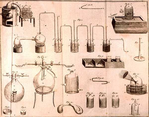 Scientific Equipment, from The Elements of Chemistry by Antoine Laurent de Lavoisier, engraved by D.Lizars by French School