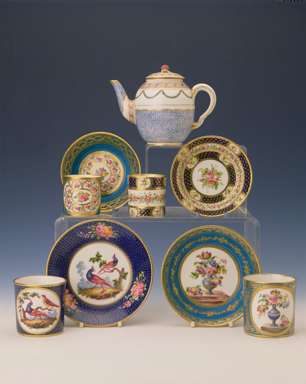 Selection of Teapots, Plates and Cups by French School