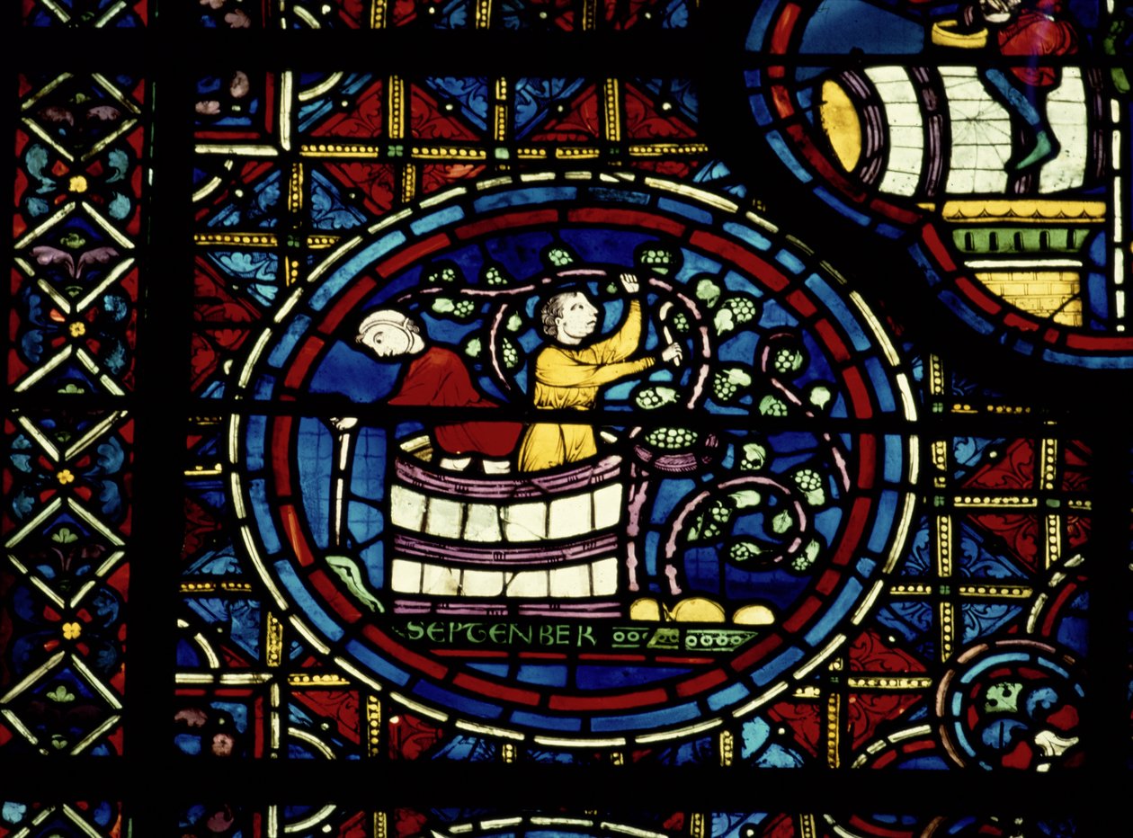 September, from the Zodiac Window, 13th century by French School