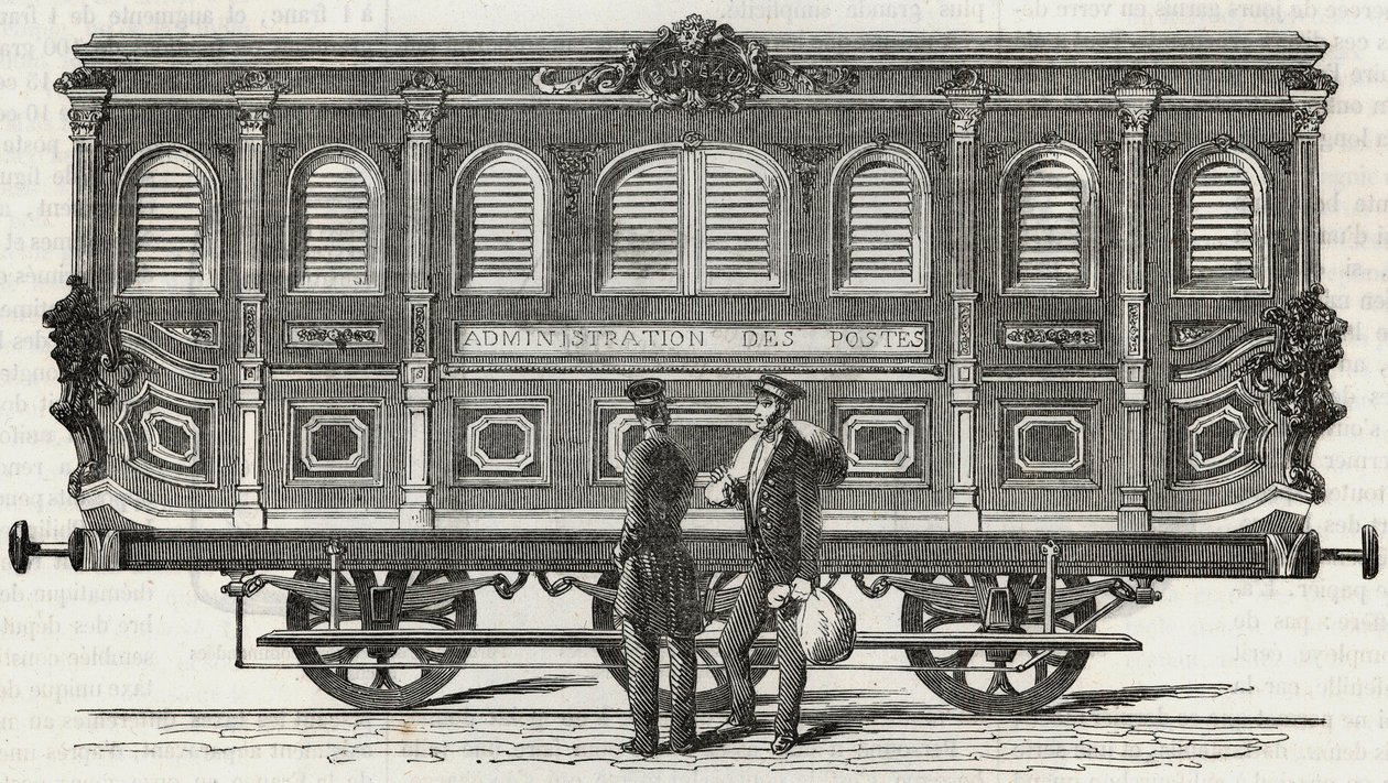 Postal Service - Exterior View of the Mobile Office - Engraving in 