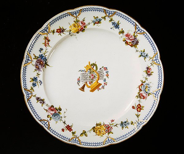Sevres plate decorated with sheet music, 1764 by French School