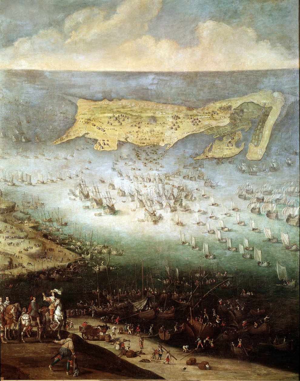 Siege of the Citadel of Saint Martin on Ile de Re, in 1627 by French School