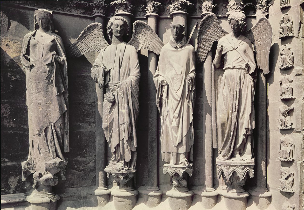 St. Nicasius with angels, Jamb figures from the west portal by French School
