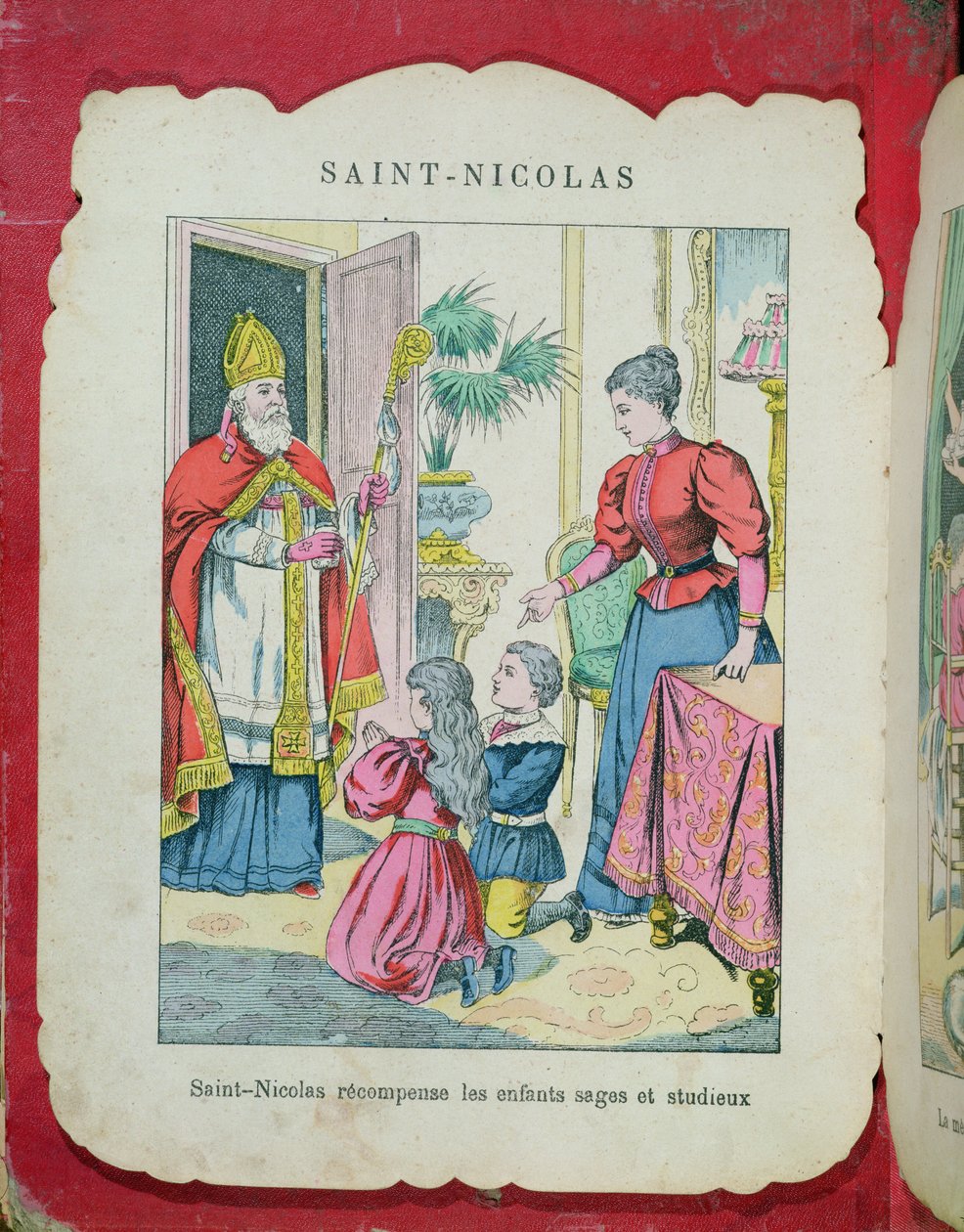 St. Nicholas visiting the well-behaved and diligent children, c.1880 by French School
