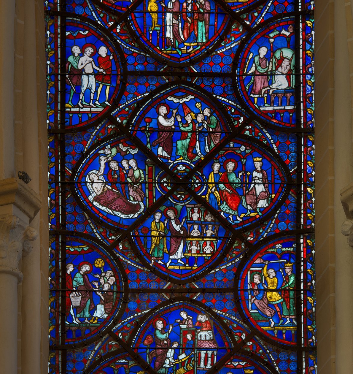 Stained glass of the Cathedral of Chartres (detail) by French School