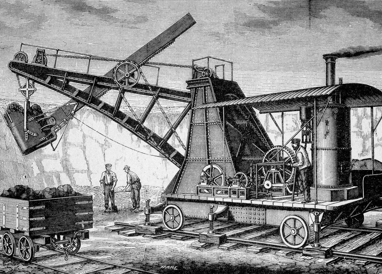 Steam Terrassier of Ruston and Proctor - in “Album of Science; illustrious scholars; Great Discoveries” 1896 by French School