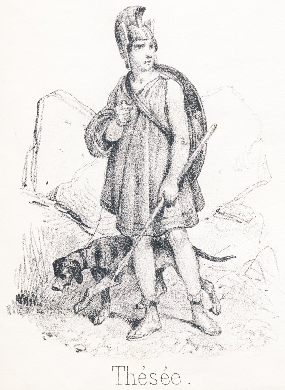 Theseus: Son of Aegeus, king of Athens and Aethra, delivered Athens from the Minotaur by French School