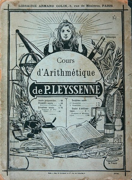 Textbook cover for an arithmetic Course by P. Leysenne, published by Librairie Armand Colin, Paris by French School