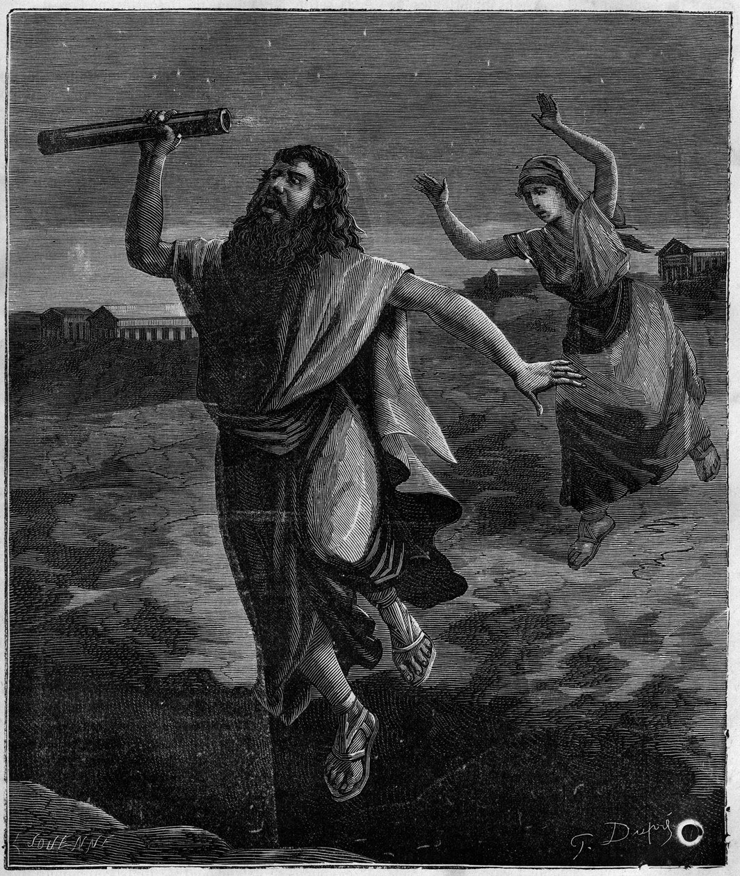 Thales of Miletus mathematician and Greek philosopher (625 BC - 546 BC): “He did not see an open pit under his feet and let himself be chilled” by French School