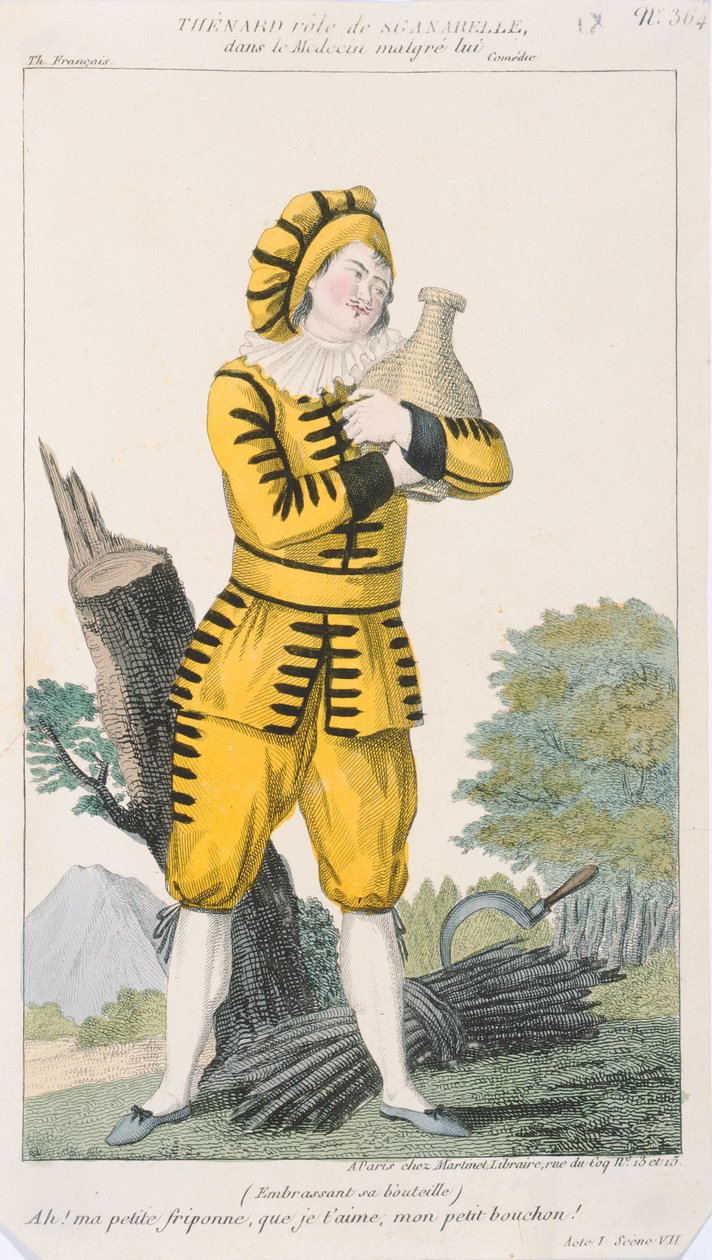 The Actor Thenard in the Role of Sganarelle in the play Le Medecin Malgre Lui, produced in Paris at the Comedie Francaise, early nineteenth century by French School