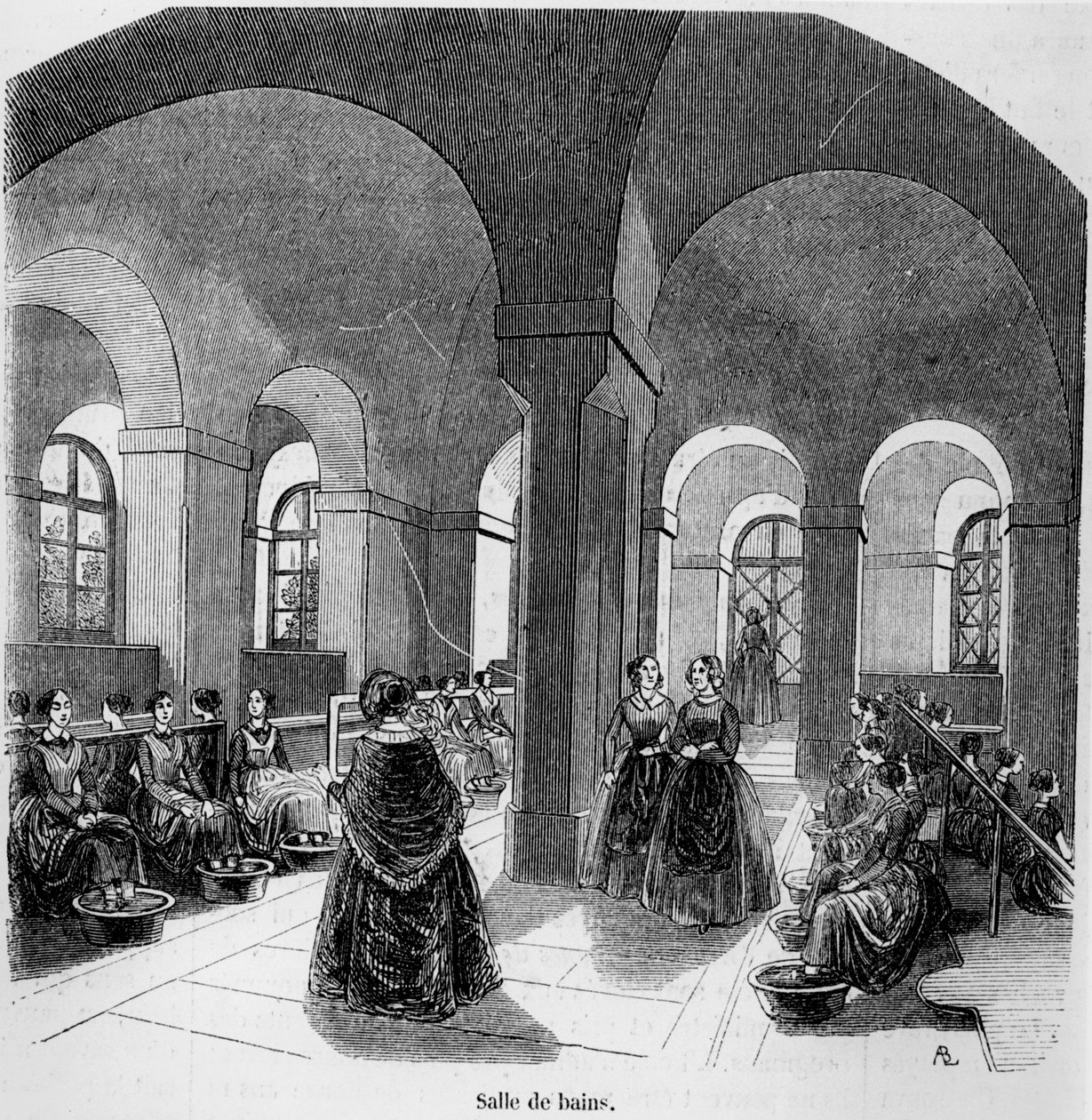The Bathroom at the Institute for the Young Blind, in Tableau de Paris by Edmond Texier, published in 1852 by French School