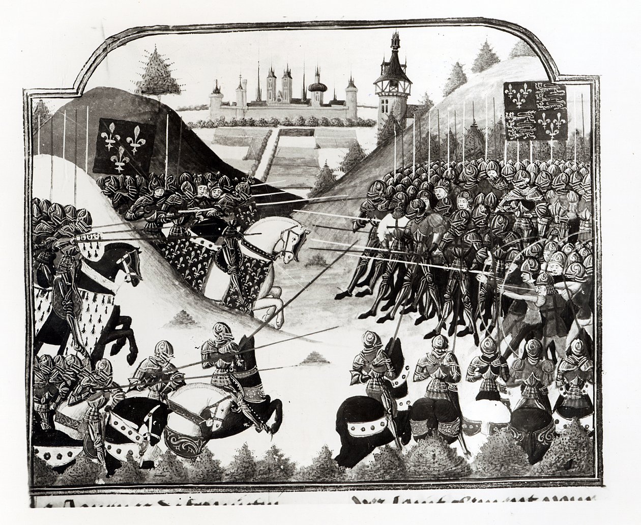 The Battle of Fromigny, 14 April 1450, from Chronique de Charles VII by Jean Chartier by French School