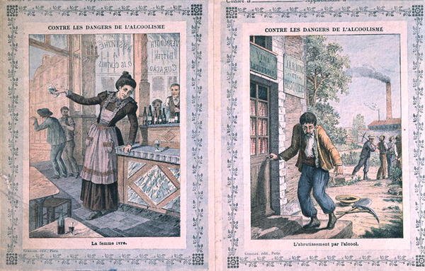 The Dangers of Alcoholism, cover of a school exercise book by French School