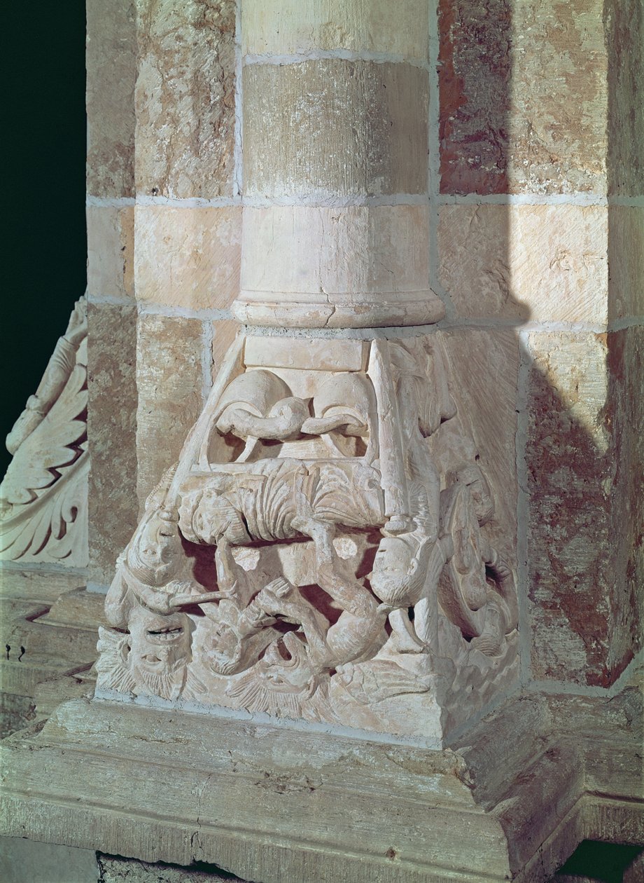 The Death of Lazarus and the Rich Man, from a capital in the nave by French School